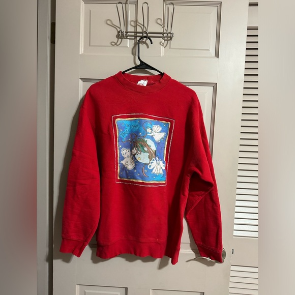 Vintage Fruit of the Loom Crewneck Peace on Earth Christmas Sweatshirt - Picture 1 of 9